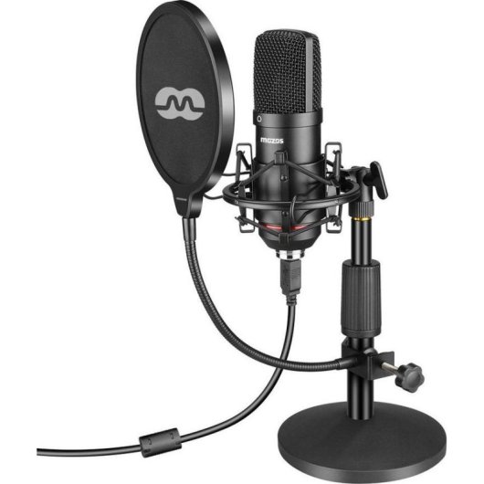 Micrófono Mozos MKIT-900PRO USB cardioide con filtro antipop y soporte