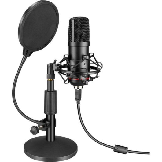 Micrófono Mozos MKIT-900PRO USB cardioide con filtro antipop y soporte
