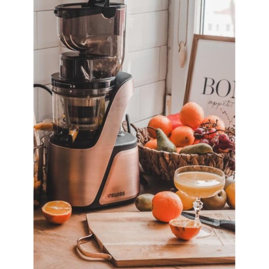 Extractor de zumos 4Swiss Swan BM105 Rose Gold 400 W vertical con función reverse