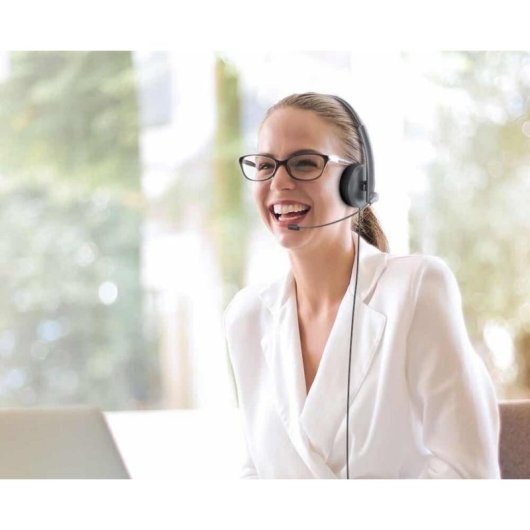 Auriculares Mozos MTX1091ECO com cabo USB para chamadas e controlo online preto