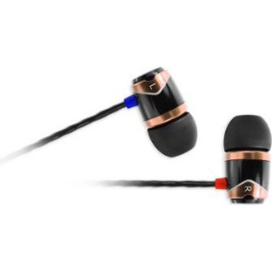 Auriculares SoundMagic E10C com cabo Mini Jack 3,5 mm, microfone e controlo de volume, castanho