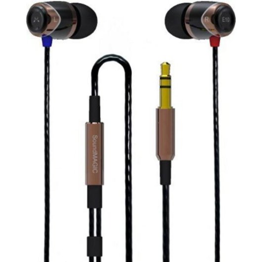 Auriculares SoundMagic E10 com cabo Mini Jack 3,5 mm, design leve e microfone cinza