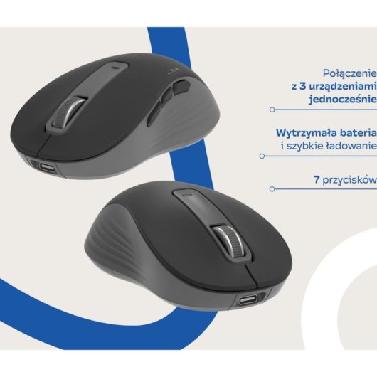 Ratón ZOY ZMS88 Bluetooth USB Wi-Fi 1600 DPI Schwarz Grau 7 Tasten