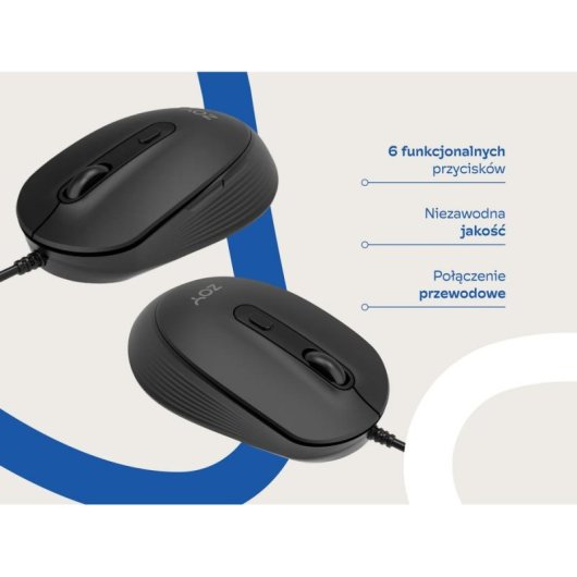 Mouse ZOY ZMS08 USB 3600 DPI Nero 6 Pulsanti Ergonomico Cablato