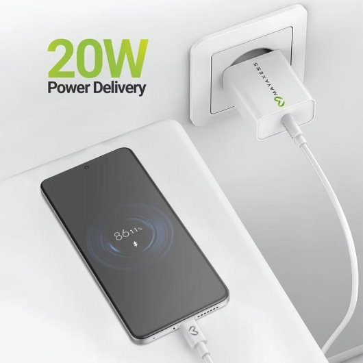 Mayaxess 20W Schnellladegerät mit USB-C Kabel 1m Weiß