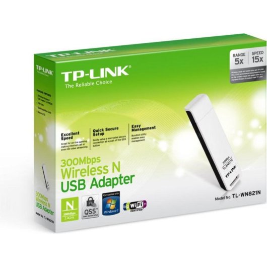 Tarjeta de red TP-Link TL-WN821N USB 2.0 300 Mbps Wi-Fi 4 estándar N