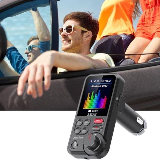 Transmisor FM Akai FMT-93BT Bluetooth USB con Micrófono Manos Libres