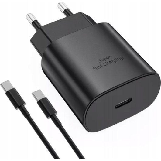 Carregador Samsung Super Fast Charging 25W USB-C preto com cabo 1 m