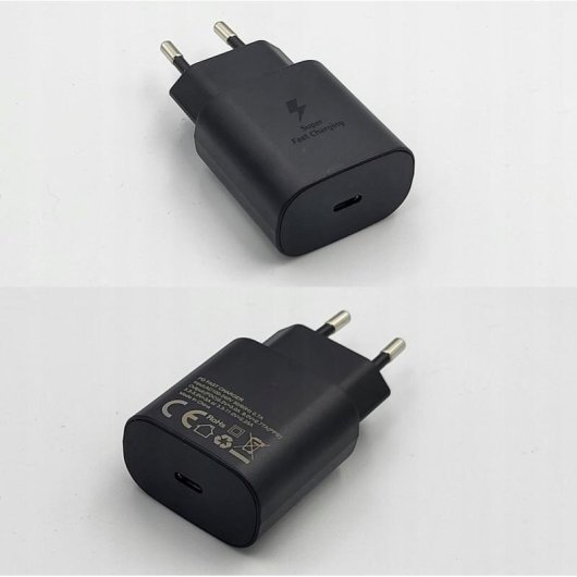 Carregador Samsung Super Fast Charging 25W USB-C preto com cabo 1 m