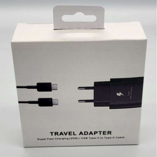 Carregador Samsung Super Fast Charging 25W USB-C preto com cabo 1 m