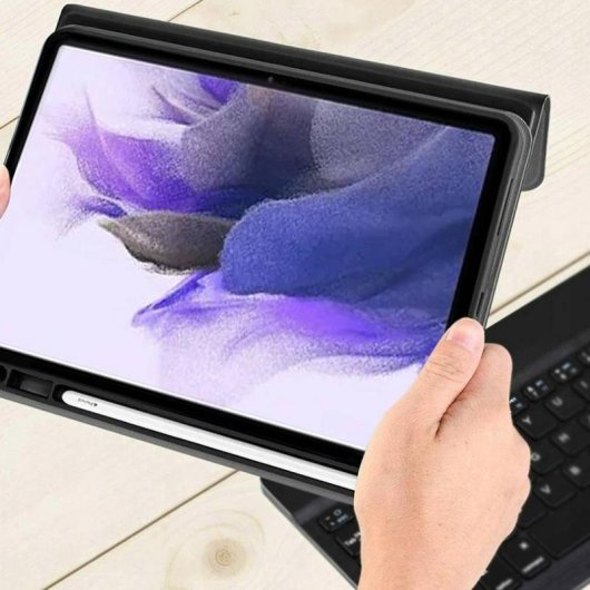 Funda con teclado Strado para Samsung Galaxy Tab S7 FE/ S7 Plus Negro Bluetooth