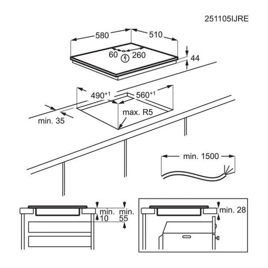 Plaque d'induction AEG zone flexible, contrôle tactile et connexion hotte