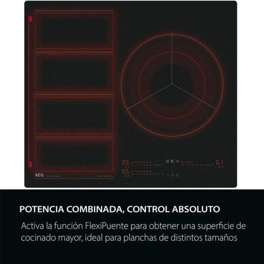Plaque d'induction AEG zone flexible, contrôle tactile et connexion hotte