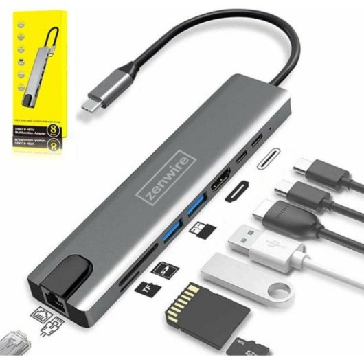 Zenwire USB-C 9-in-1 Hub mit HDMI, LAN und SD-Kartenleser