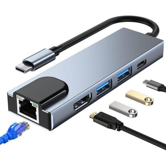 Docking-Station Tech-Protect V3 5-in-1 USB-C HDMI Grau