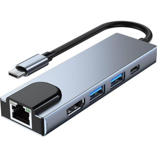 Docking-Station Tech-Protect V3 5-in-1 USB-C HDMI Grau