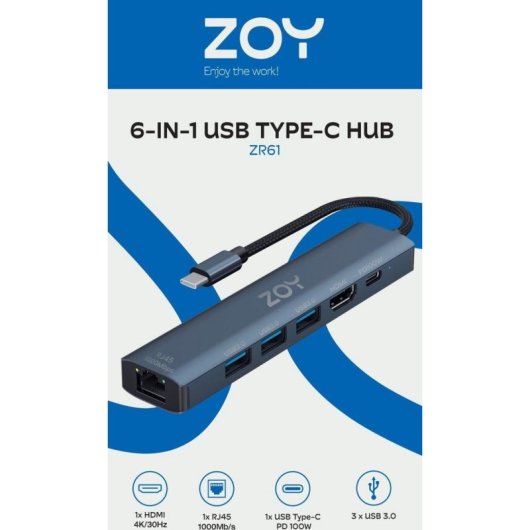 Andockstation ZOY ZH61 USB-C 6 Gigabit Ethernet HDMI