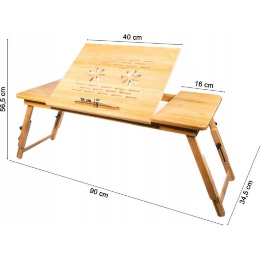 Mesa para portátil Leobert modelo 14942 ajustable bambú XL plegable