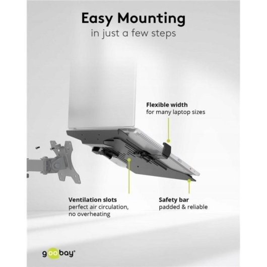 Laptop-Halterung Goobay RB70817 schwarz für Monitorarm bis 15,6"