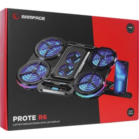Kühlung für Laptop Rampage PROTE R6 6 Lüfter RGB regelbar