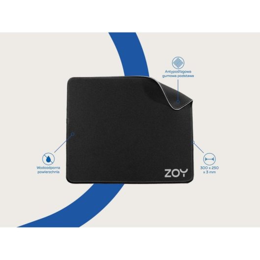 Mausmatte ZOY ZMP30 schwarz glatte Oberfläche rutschfeste Unterseite