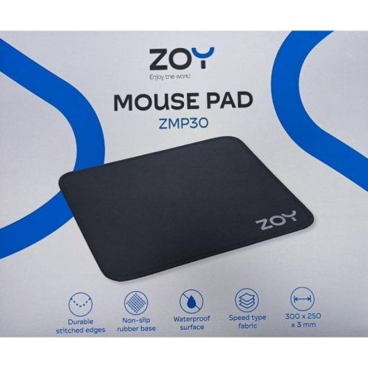 Mausmatte ZOY ZMP30 schwarz glatte Oberfläche rutschfeste Unterseite