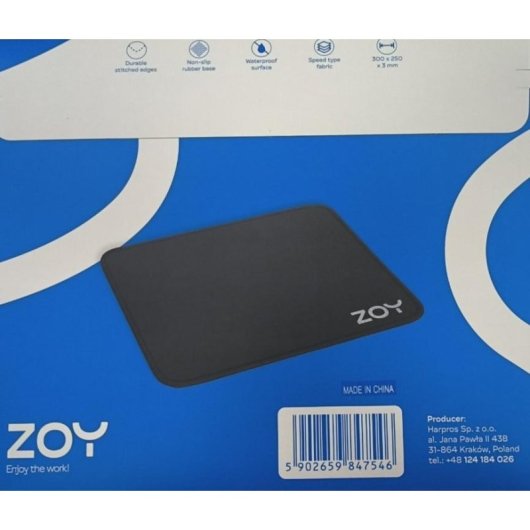 Mausmatte ZOY ZMP30 schwarz glatte Oberfläche rutschfeste Unterseite