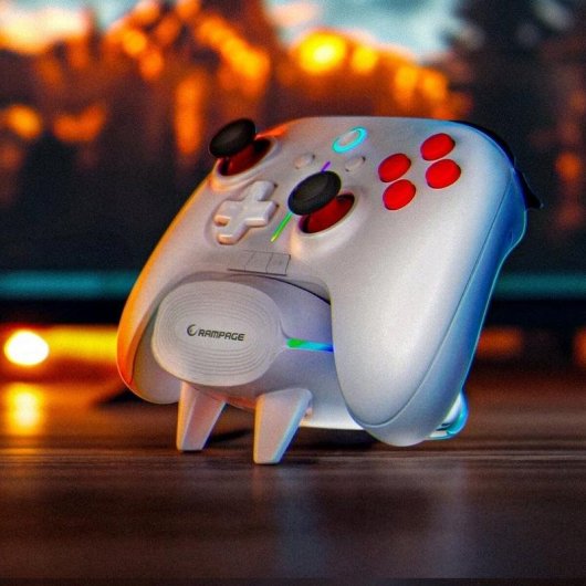 Controlador gaming Rampage Hydra Pro blanco con estación de carga
