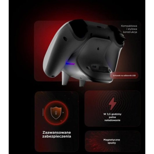 Controlador gaming Rampage Hydra Pro blanco con estación de carga