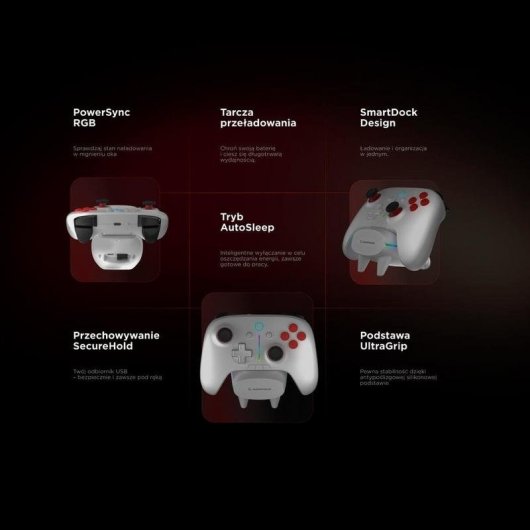Controlador gaming Rampage Hydra Pro blanco con estación de carga