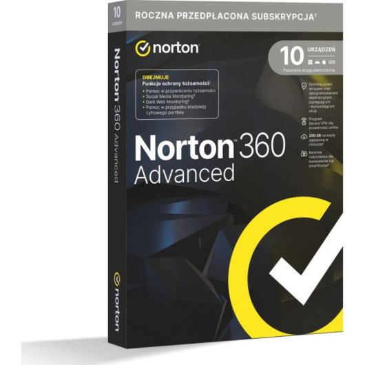 Antivírus Norton 360 Advanced 10 dispositivos 12 meses