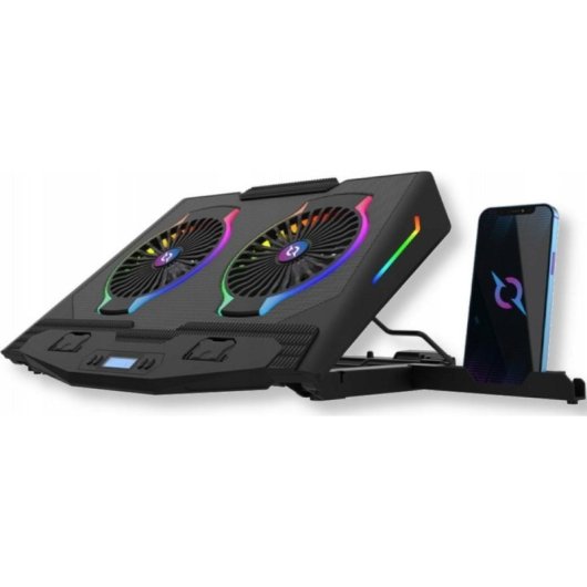 Base de arrefecimento AQIRYS Pluto 17" com 2 ventiladores e hub USB