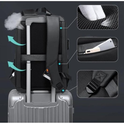 Mochila Mozos PM37 antirrobo USB 32L para portátil 15,6" TSA