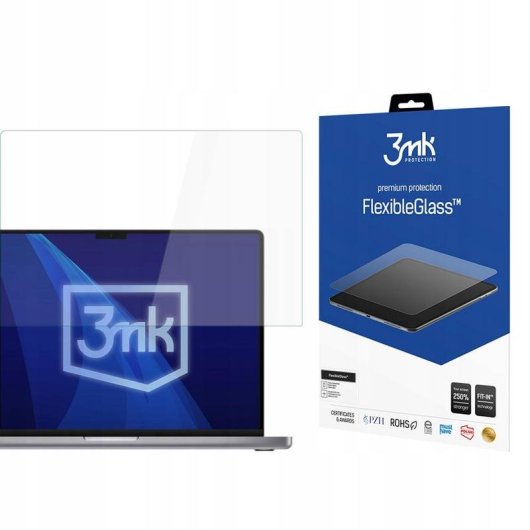 Ecrã Protetor Híbrido 3MK FlexibleGlass para MacBook Pro 16 M1/M2/M3/M4 até 17 polegadas