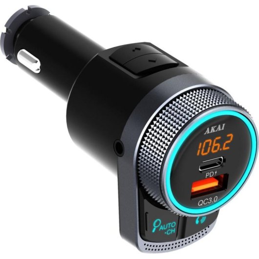 Transmisor FM Akai FMT-80BT Bluetooth con manos libres y carga USB