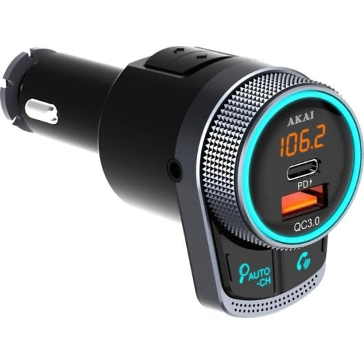 Transmisor FM Akai FMT-80BT Bluetooth con manos libres y carga USB