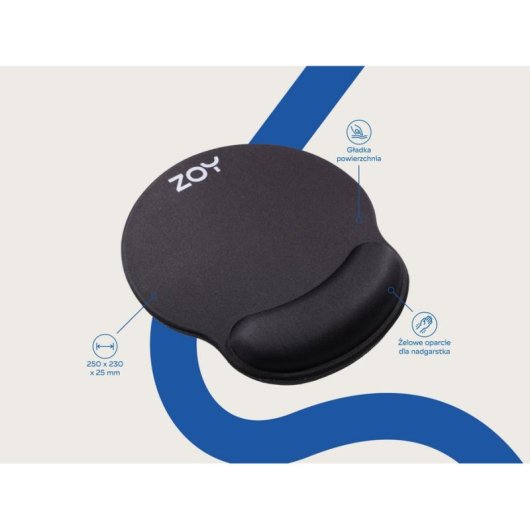 Ergonomische Mausmatte ZOY ZMP25 mit Handgelenkstütze schwarz