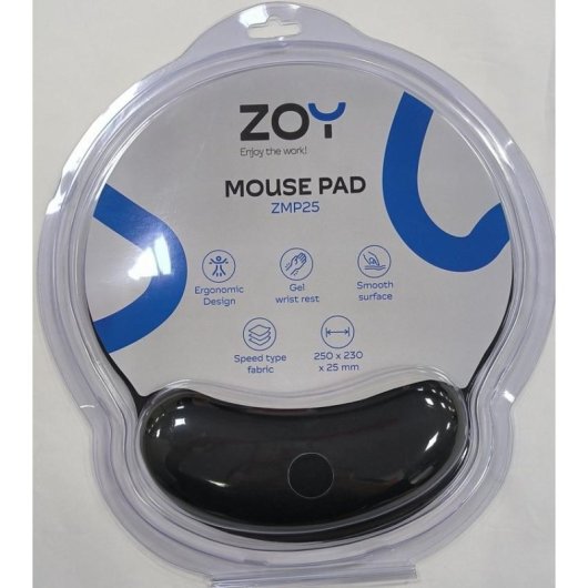 Ergonomische Mausmatte ZOY ZMP25 mit Handgelenkstütze schwarz