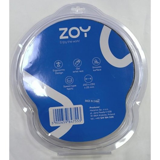 Ergonomische Mausmatte ZOY ZMP25 mit Handgelenkstütze schwarz