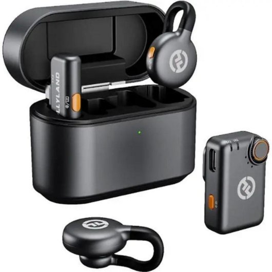 Micrófono Hollyland LARK M2S Mini Combo inalámbrico omnidireccional con estuche de carga