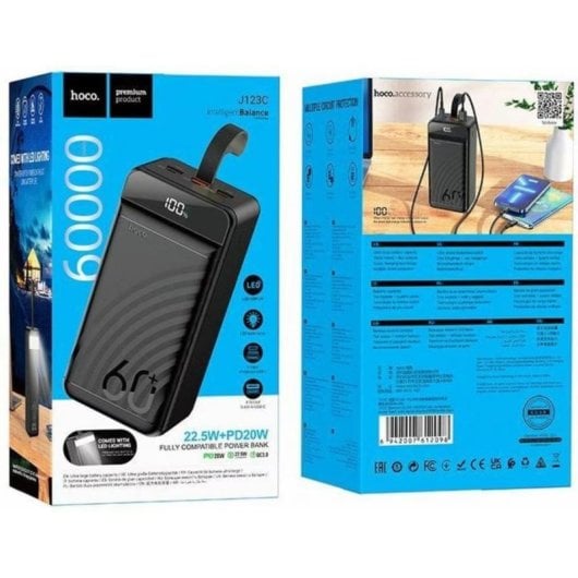 Powerbank Hoco J123C 60000 mAh USB-C Power Delivery Quick Charge Schwarz