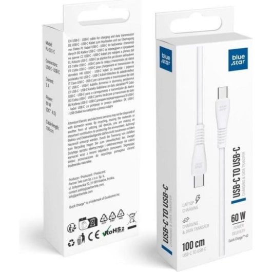Blue Star Premier USB-C Kabel 1 m Schnellladen 60W Quick Charge 4.0 robuste Verarbeitung