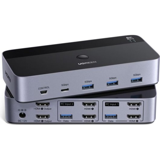 Comutador KVM Ugreen HDMI 2.1 2x2 USB 3.0 e USB-C