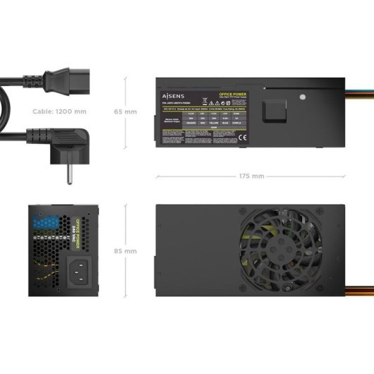 Fuente de Alimentación AISENS ASPC-500TFX-PSEBK 500W CE RoHS ventilador silencioso
