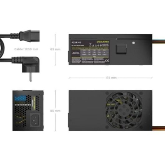 Fuente de Alimentación AISENS ASPC-500TFX-PSEBK 500W CE RoHS ventilador silencioso