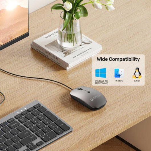 Ratón UNITEK T060BGY01 USB tipo A 1600 DPI Gris Ambidextro 4 botones