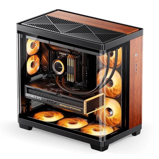 Boîtier PC Jonsbo TK-4 Wood Tour ATX Noir Acier Verre Aluminium Bois