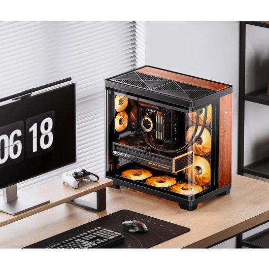Boîtier PC Jonsbo TK-4 Wood Tour ATX Noir Acier Verre Aluminium Bois