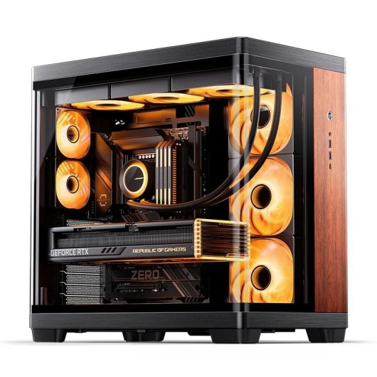 Boîtier PC Jonsbo TK-4 Wood Tour ATX Noir Acier Verre Aluminium Bois