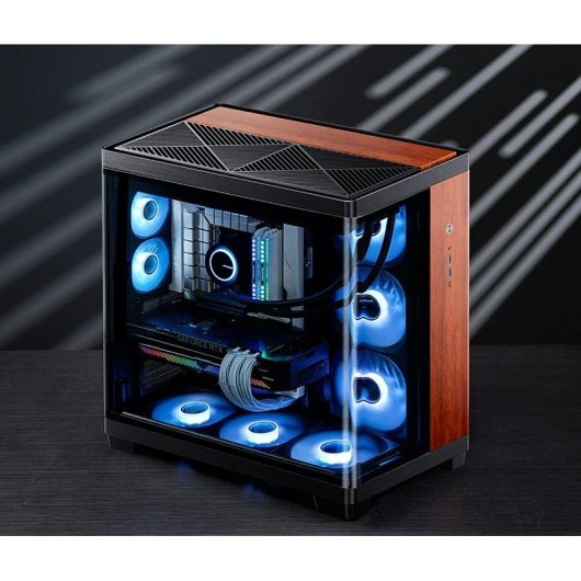 Boîtier PC Jonsbo TK-4 Wood Tour ATX Noir Acier Verre Aluminium Bois
